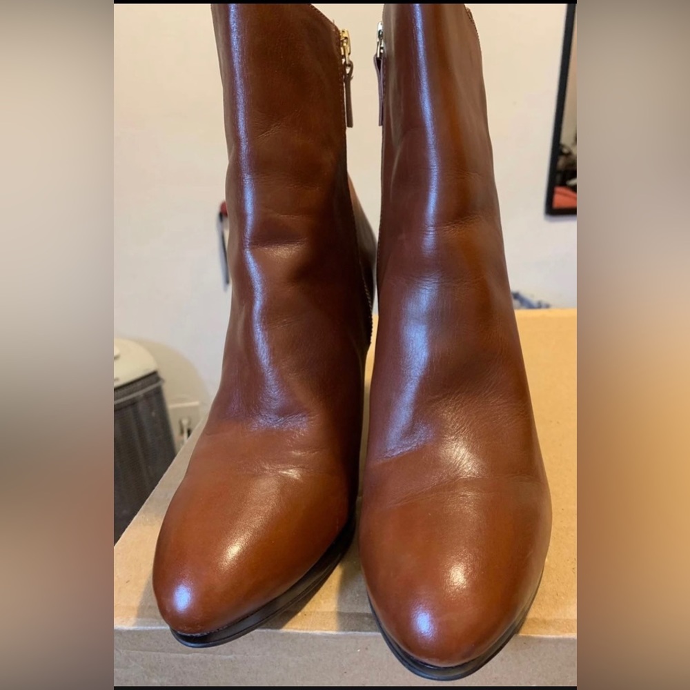 Cognac leather boots worn for a couple of hour's. I can't wear heels anymore.